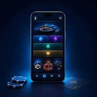 Interface casino mobile en mode portrait